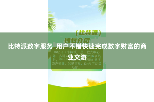 比特派数字服务  用户不错快速完成数字财富的商业交游