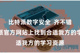 比特派数字安全  齐不错在比特派官方网站上找到合适我方的学习资源